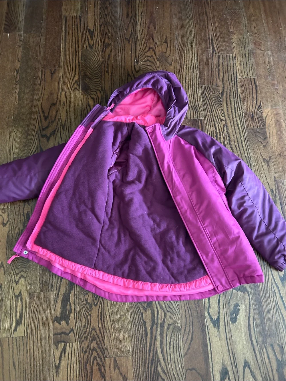 all in motion Pink & Purple Hooded Puffer Jacket